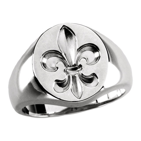 14k White Gold Signet Ring, Size 10