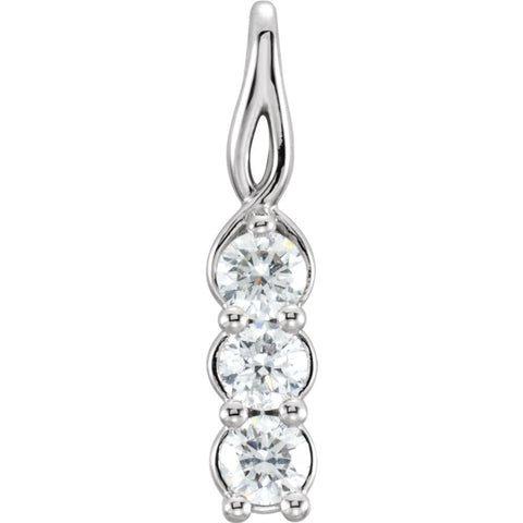 14k White Gold 1/2 CTW Diamond 3-Stone Pendant