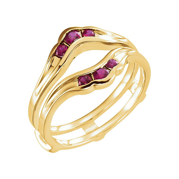 Genuine Ruby Solitaire Enhancer in 14k Yellow Gold, Size 7