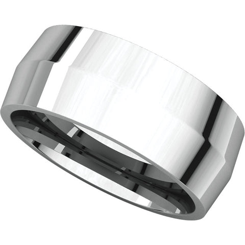 14k White Gold 8mm Knife Edge Comfort Fit Band, Size 12