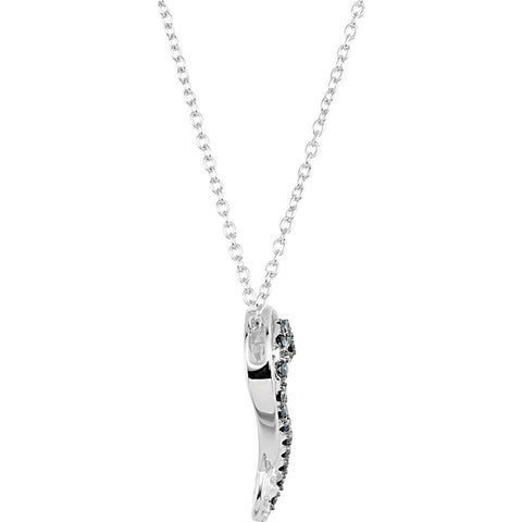 Sterling Silver Black & White Diamond Heart Necklace