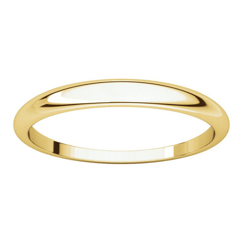 14k Yellow Gold 2.5mm Half Round Tapered Band, Size 7