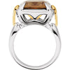Sterling Silver & 14k Yellow Gold Honey Quartz Ring, Size 7