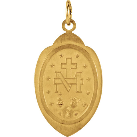 14k Yellow Gold 20x13mm Badge-Shaped Miraculous Medal
