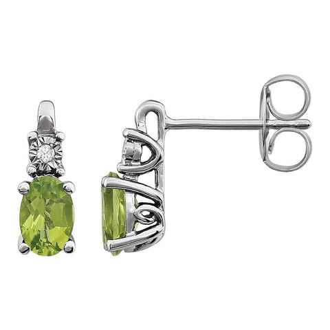 14k White Gold Aquamarine & .02 CTW Diamond Earrings