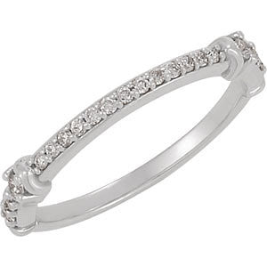 14k White Gold 1/5 CTW Diamond Band , Size 7