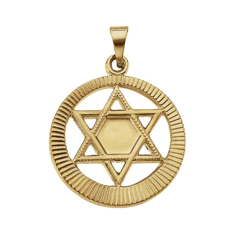 14k Yellow Gold 17mm Star of David Pendant