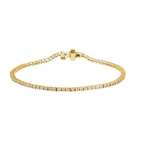 14k Yellow Gold 1 CTW Diamond Line 7.25" Bracelet