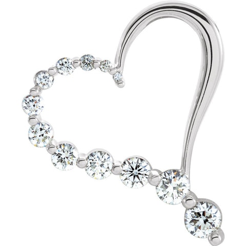 14k White Gold Journey Diamond Heart Pendant