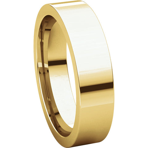 14k Yellow Gold 5mm Flat Comfort Fit Band, Size 8.5