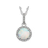 14K White Gold Created Opal & 1/10 CTW Diamond 18-Inch Necklace