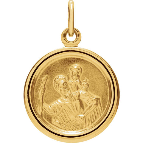 14k Yellow Gold 14mm St. Christopher Medal
