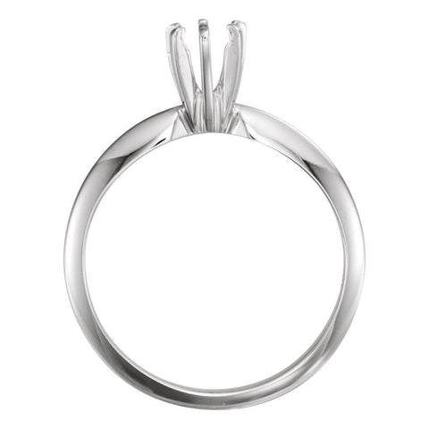 14k White Gold 4-4.1mm Round Pre-Notched 6-Prong Solitaire Ring Mounting, Size 6