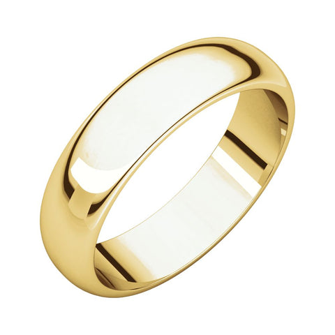 18k Yellow Gold 5mm Half Round Band, Size 7