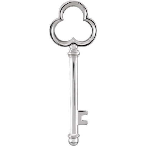 14k White Gold Fashion Key Pendant