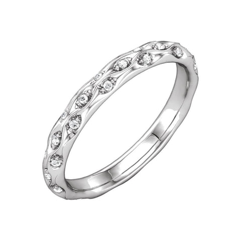 14k White Gold 1/5 CTW Diamond Sculptural-Inspired Eternity Band Size 5.5