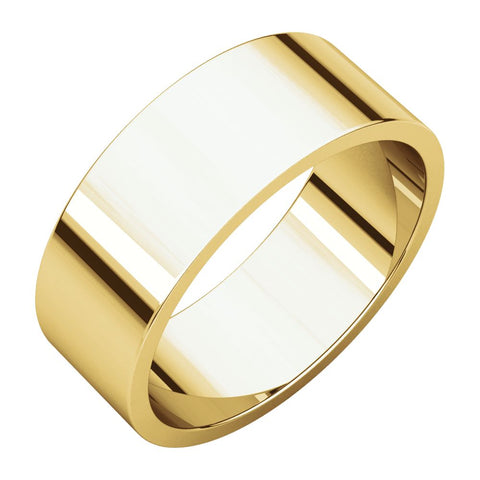 14k Yellow Gold 7mm Flat Band, Size 7.5