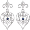 Sterling Silver with 14k White Gold Post Sapphire & .04 CTW Diamond Earrings