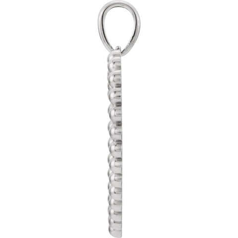 14k White Gold Beaded Heart Pendant