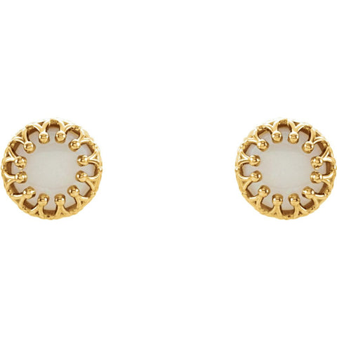 14k Yellow Gold 6mm Round Opal Earrings