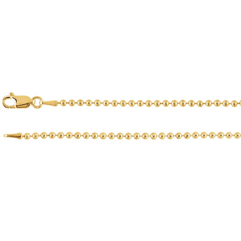 14k Yellow Gold 2mm Bead 20" Chain