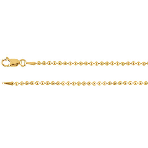 2 mm Bead Chain in 14k Yellow Gold ( 20 Inch )