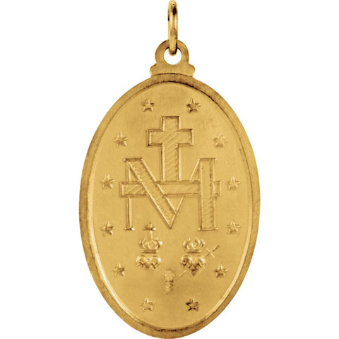 14k Yellow Gold 23x16mm Oval Miraculous Medal