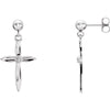 Diamond Cross Dangle Earring in 14K White Gold