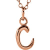 Letter "C" Lowercase Script Initial Necklace (18 Inch) in 14K Rose Gold