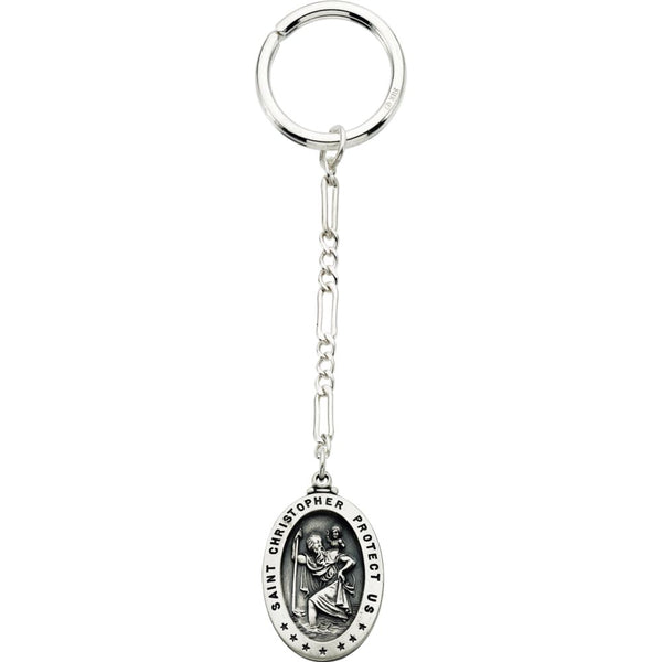 Sterling Silver 29x20mm St. Christopher Key Chain