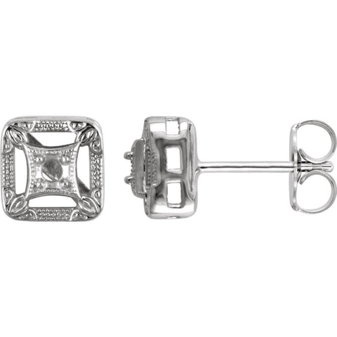 14k White Gold Filigree Earring Mountings