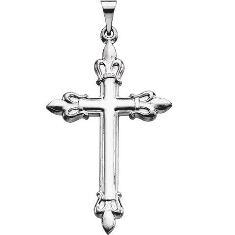 Sterling Silver Fleur-de-lis Cross Pendant