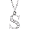 14K White Gold 0.03 CTW Diamond Lowercase Letter "S" Initial 16-Inch Necklace