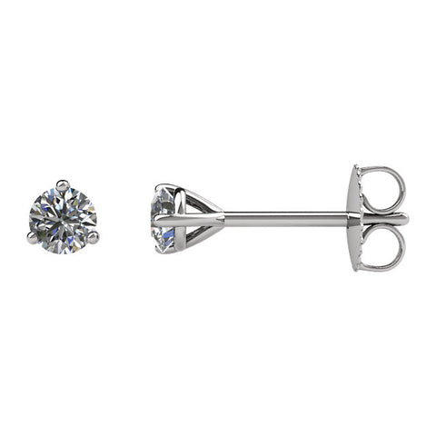 14k White Gold 1/5 CTW Diamond Friction Post Stud Earrings
