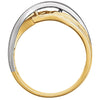 14K Yellow & White Overlap Hammered Ring, Size 7