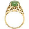 14k Yellow Gold Nephrite Jade Openwork Ring, Size 6