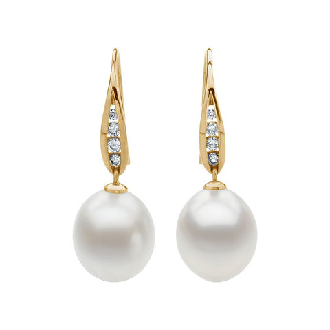18K Palladium White South Sea Cultured Pearl & 1/3 CTW Diamond Earrings