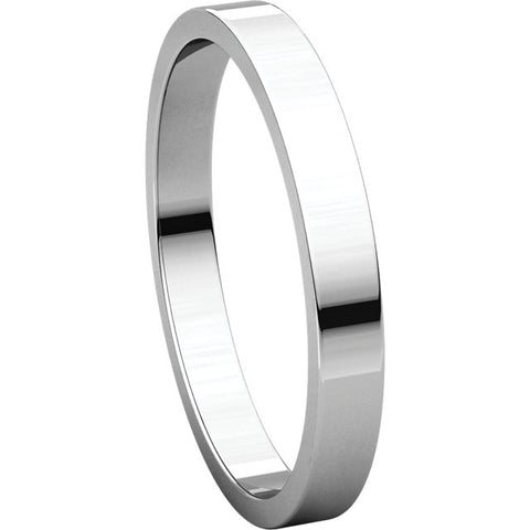 14k White Gold 2.5mm Flat Band, Size 8.5