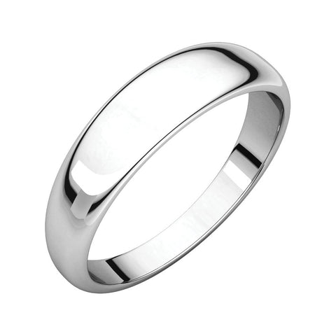 14k White Gold 5mm Half Round Tapered Band, Size 6