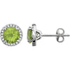 14K White Gold Peridot & 1/8 CTW Diamond Earrings