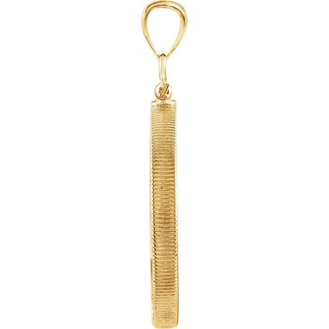14k Yellow Gold 27x2mm Screw Top Diamond Cut Coin Frame Pendant for U.S. $10.00