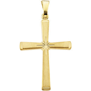 14k Yellow Gold Hollow Cross Pendant