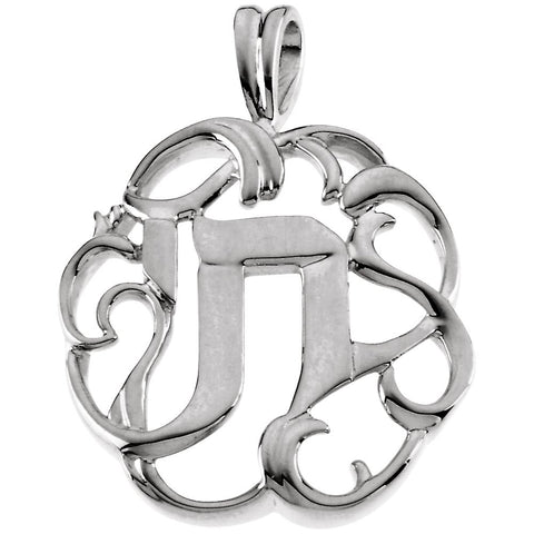 14k White Gold Chai Pendant