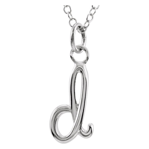 14k White Gold Letter "D" Lowercase Script Initial Necklace