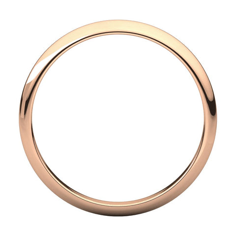 14k Rose Gold 2.5mm Half Round Band, Size 8.5