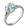 14K White Gold Aquamarine & 1/5 CTW Diamond Ring (Size 6)