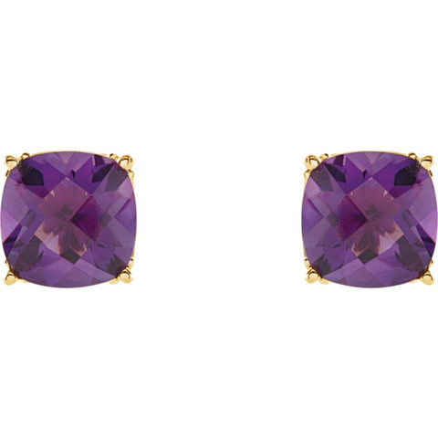 14k Yellow Gold Genuine Amethyst Earrings