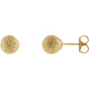 06.00 mm Pair of Ball Earrings with Star Dust Finish and Backs in 14K Yellow Gold