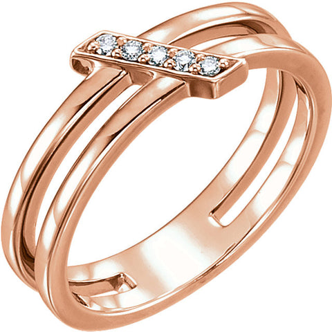 14k Rose Gold .05 CTW Diamond Ring, Size 7