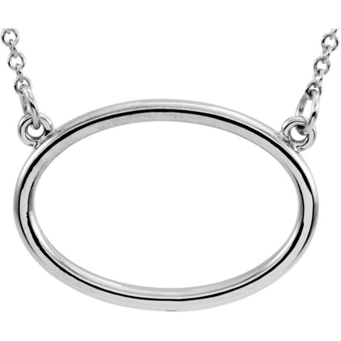 14k White Gold Horizontal Oval 16" Necklace